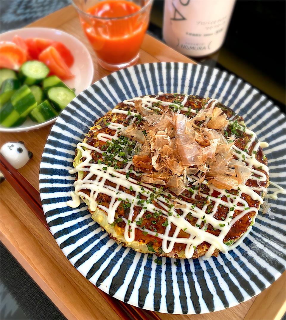 小麦粉不使用✨春キャベツと豆腐＆山芋のふわふわヘルシーお好み焼き🫶